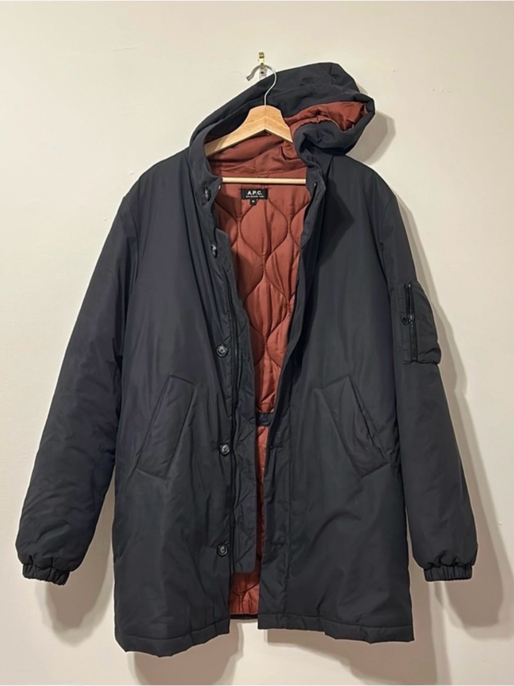 A.P.C. Hooded Parka with Quilted Lining M